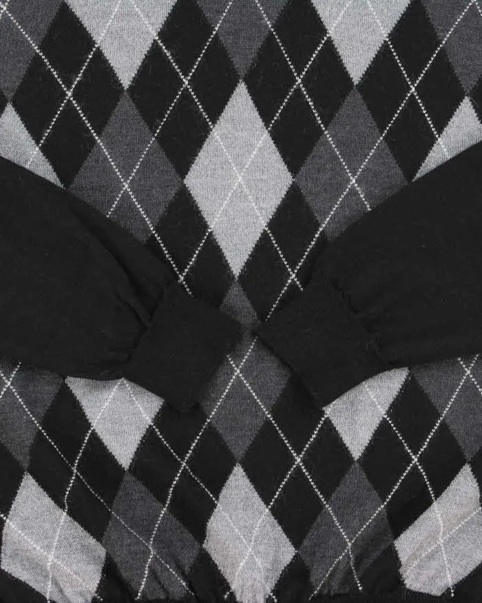 Vintage 00s Marco Fiori Merino Wool V-Neck Argyle Knit Jumper - L sold by Rokit product image thumbnail 4