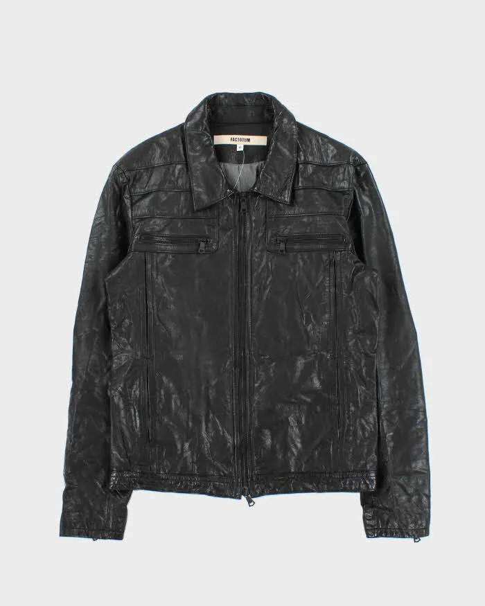 Vintage Y2K 00s Factotum Japan Buffalo Leather Moto Jacket - M sold by Rokit