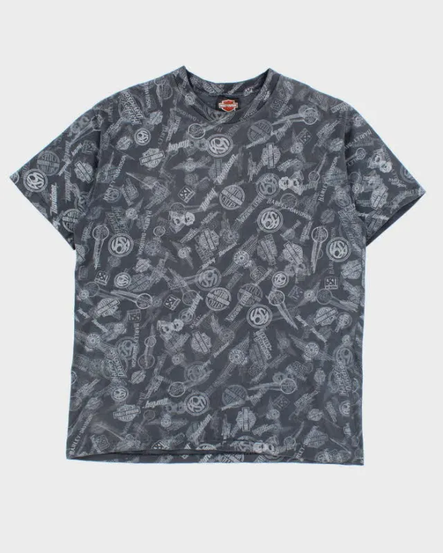 Vintage Y2K 00s Harley Davidson Repeat Badge Crewneck T-Shirt - L sold by Rokit