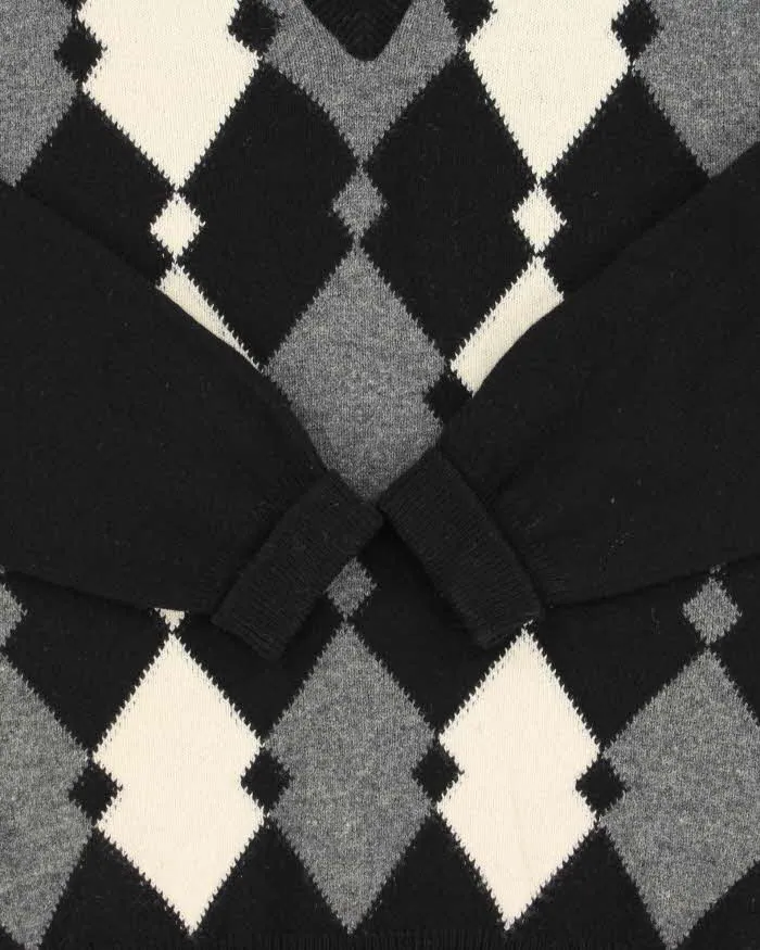 Vintage 1990s Johnstons Of Elgin Scottish Lambswool V-Neck Argyle Knit Jumper - XL sold by Rokit product image thumbnail 4