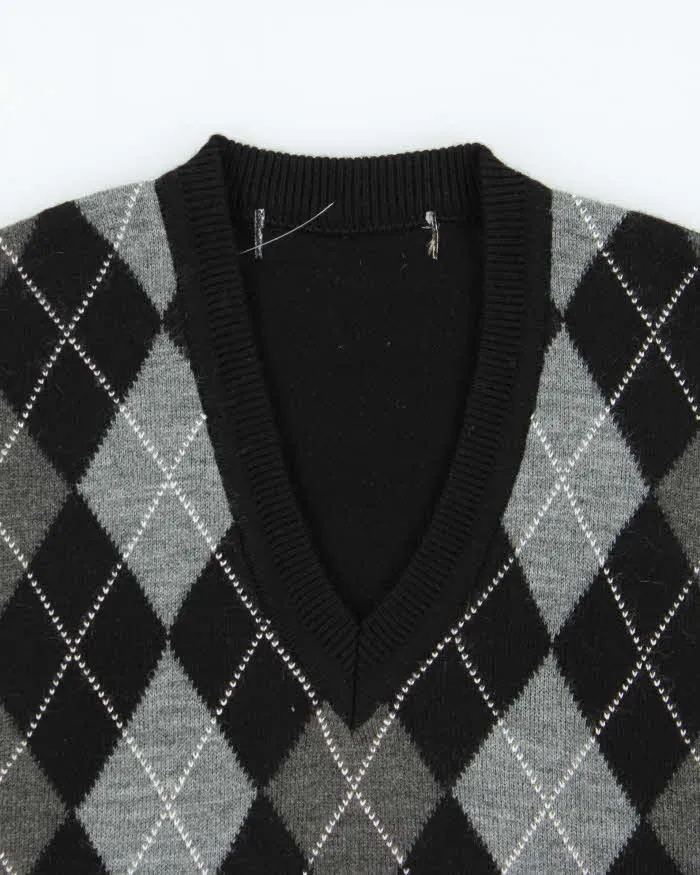 Vintage 00s Cashmere Blend V-Neck Argyle Knit Sweater - XL sold by Rokit product image thumbnail 5