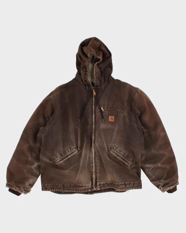 00s Carhartt Thrashed Brown Hooded Jacket - XL sold by Rokit