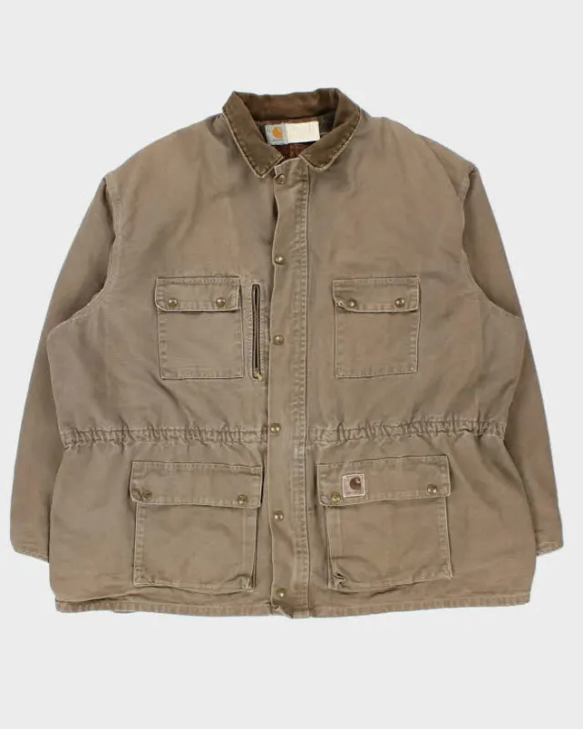 Vintage 1990s Carhartt Duck Canvas Blanket Lined Made In USA Trail Parka Workwear Jacket - XXXXL sold by Rokit