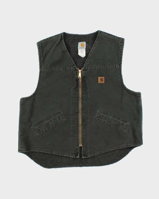 Vintage Y2K 00s Carhartt Sandstone Khaki Sherpa Lined Workwear Gilet - XL sold by Rokit