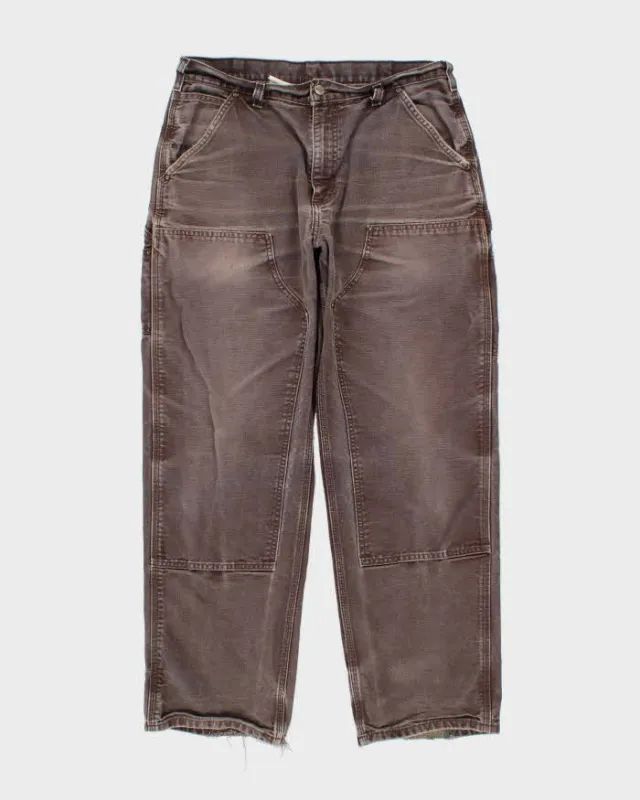Vintage 00s Carhartt Double Front Straight Loose Faded Workwear Trousers - W34 L31 sold by Rokit