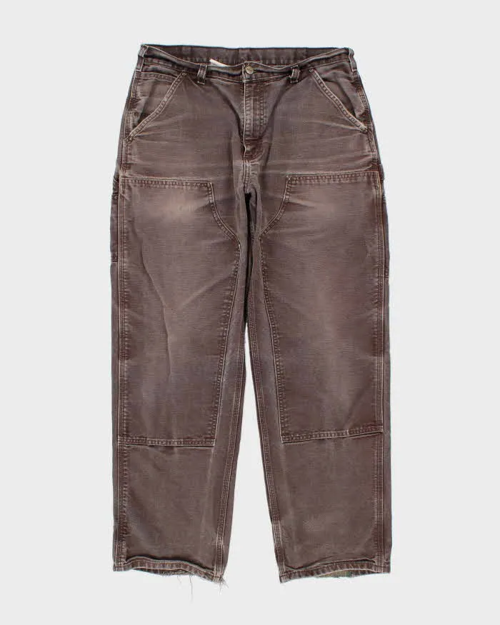 Vintage 00s Carhartt Double Front Straight Loose Faded Workwear Trousers - W34 L31 sold by Rokit