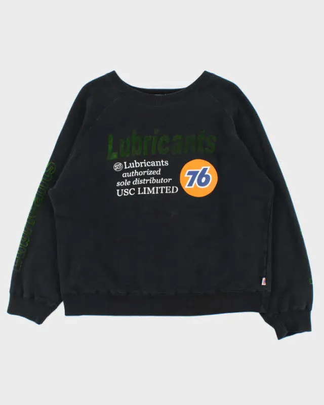 Vintage Y2K 00s Lubricants 76 Racing Motor Oil Felt Logo Crewneck Sweatshirt - L sold by Rokit