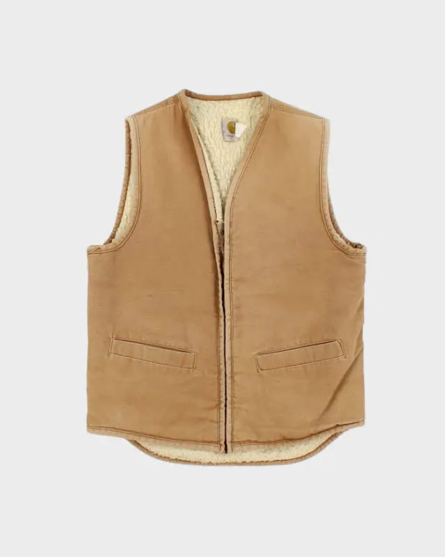 Vintage 1970s Carhartt Duck Canvas Sherpa Lined Made In USA Workwear Gilet - M sold by Rokit