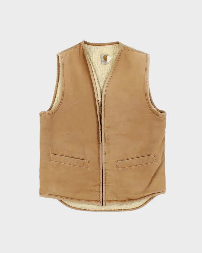 Vintage 1970s Carhartt Duck Canvas Sherpa Lined Made In USA Workwear Gilet - M sold by Rokit