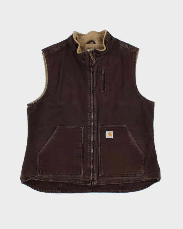 Vintage Y2K 00s Carhartt Sandstone Blanket Lined Women's Workwear Gilet - XL sold by Rokit