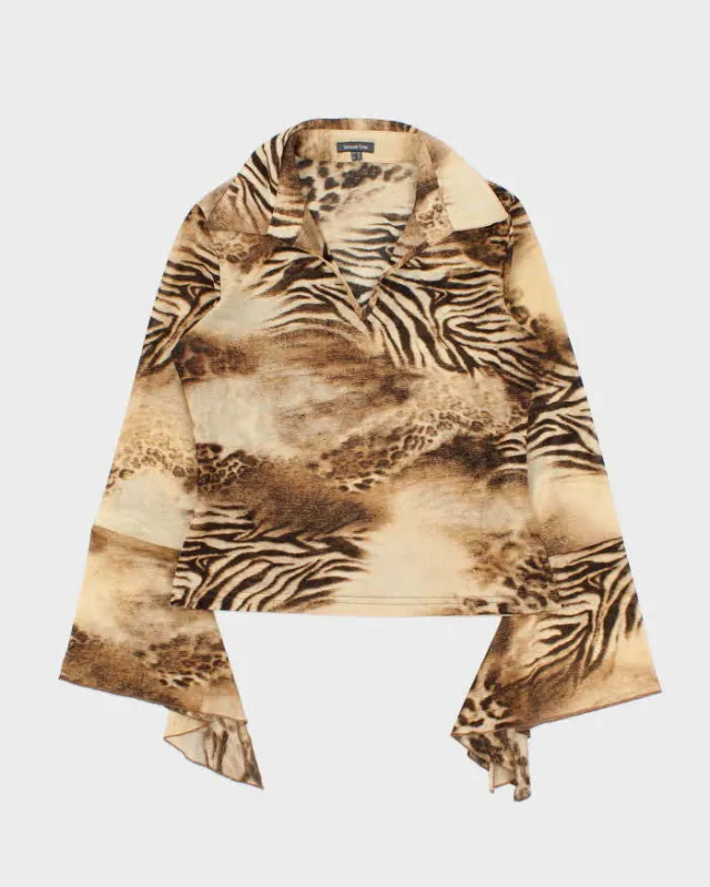 Vintage 90s Street One Animal Print Mesh Top - M sold by Rokit