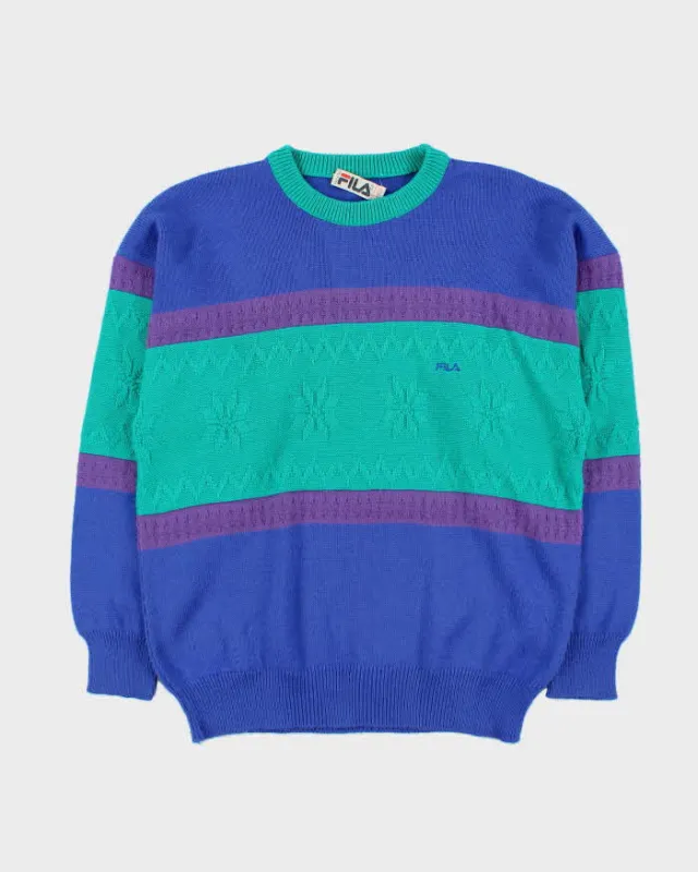 Vintage 1980s Fila Wool Blend Nordic Knit Jumper - L sold by Rokit