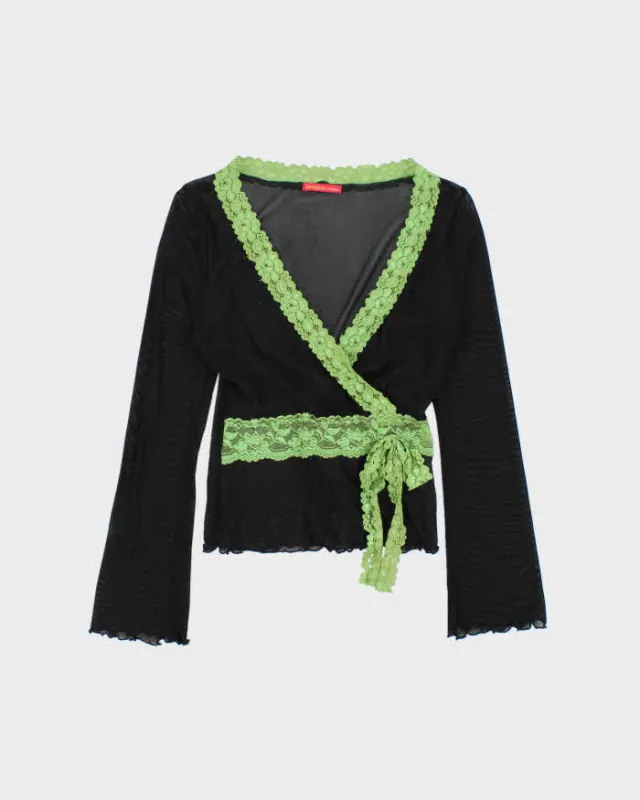 Vintage Y2k 00s Madison Mesh Lace Detail Top - S sold by Rokit