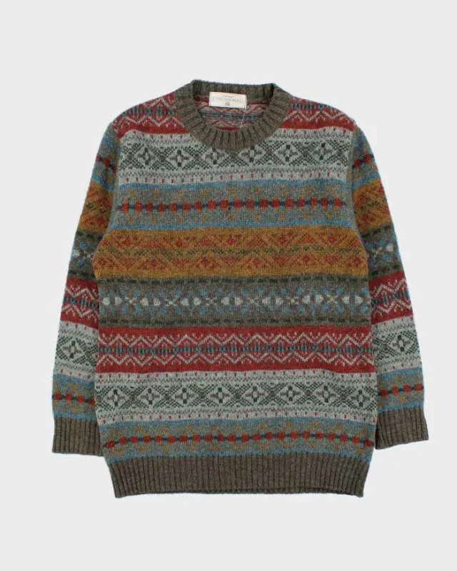 Vintage 1980s StMichael Made In UK Wool Patterned Crewneck Knit Jumper - L sold by Rokit