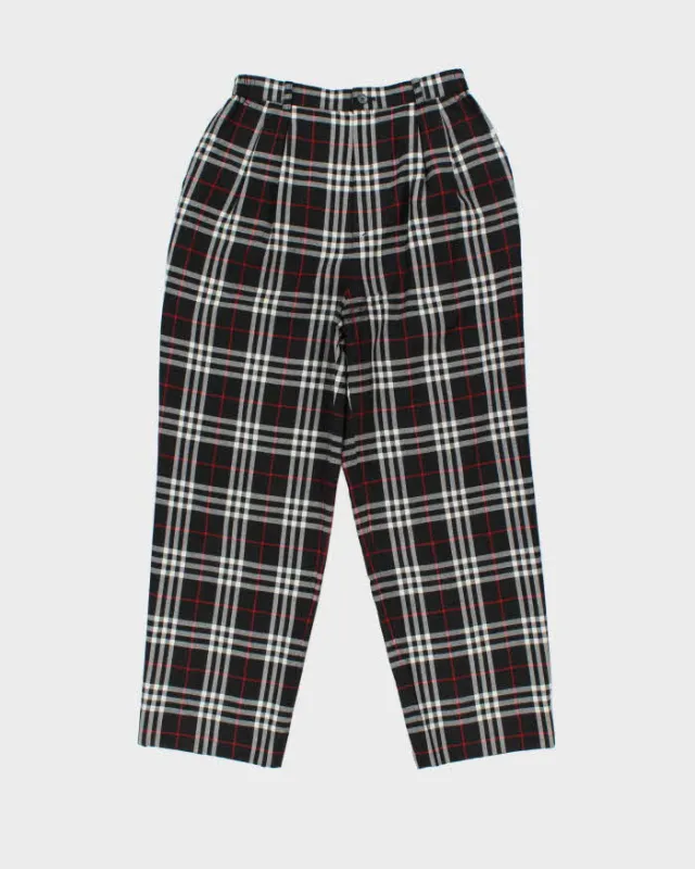 Vintage 1990s Burberry Golf High Waisted Wool Wide Leg Trousers - W30 L26 sold by Rokit