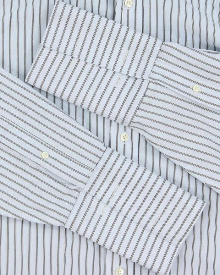 Vintage Brooks Brothers Sky Blue Striped Long Sleeve Slim Fit Dress Shirt - L sold by Rokit product image thumbnail 5