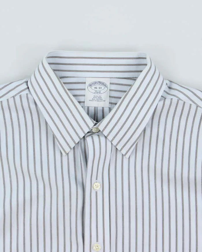Vintage Brooks Brothers Sky Blue Striped Long Sleeve Slim Fit Dress Shirt - L sold by Rokit product image thumbnail 3