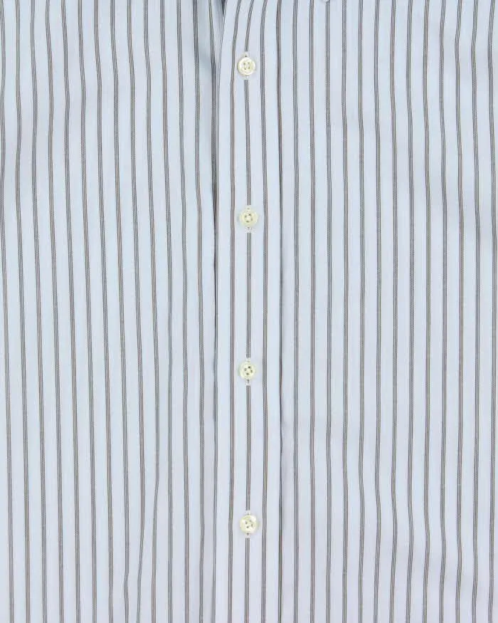 Vintage Brooks Brothers Sky Blue Striped Long Sleeve Slim Fit Dress Shirt - L sold by Rokit product image thumbnail 4