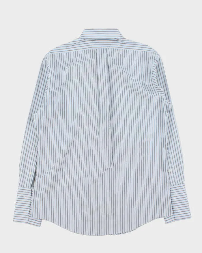 Vintage Brooks Brothers Sky Blue Striped Long Sleeve Slim Fit Dress Shirt - L sold by Rokit product image thumbnail 2