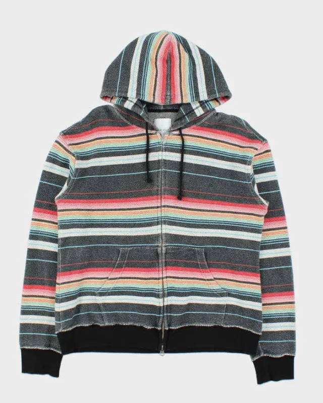 Vintage Azul By Moussy Japan Tough Cotton Striped Full-Zip Hoodie - L sold by Rokit