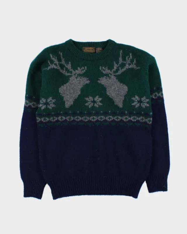 Vintage 1990s Eddie Bauer Wool Nordic Chunky Knit Jumper - M sold by Rokit