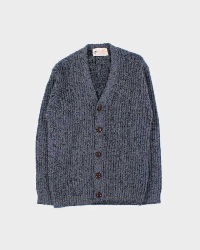 Vintage 1980s Wool Speckled Ribbed Knit Cardigan - M sold by Rokit