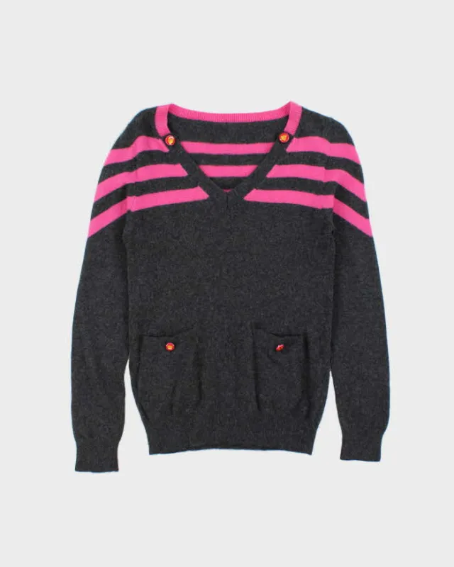 Vintage Stripe V-neck Cashmere Jumper - S sold by Rokit