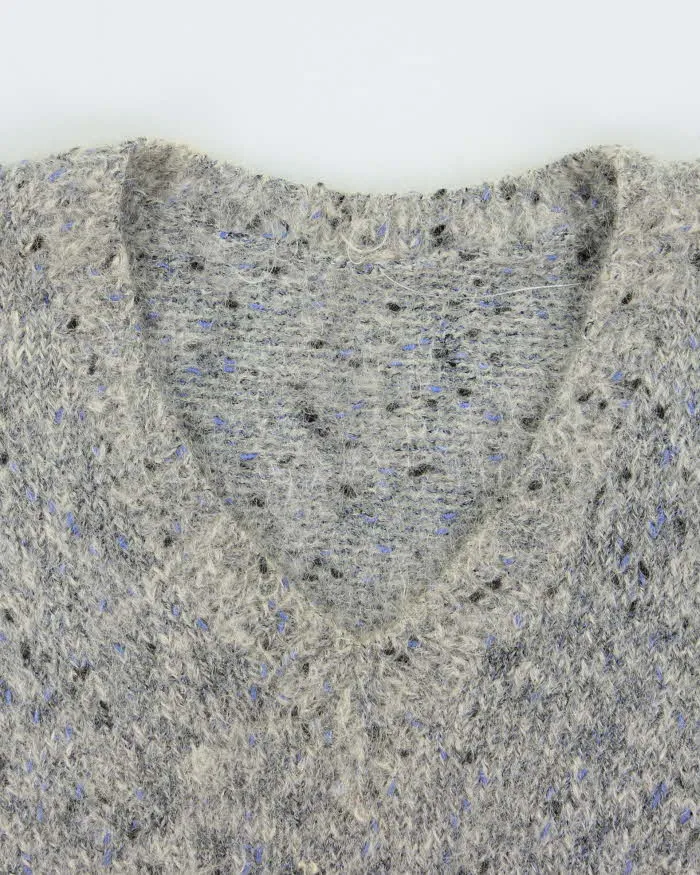 Vintage 1990s Women's Speckled Mohair Wool Chunky V-Neck Knit Jumper - M sold by Rokit product image thumbnail 3