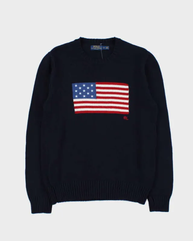 Polo Ralph Lauren Made In USA Classic Flag Crewneck Knit Jumper - L made by Ralph Lauren