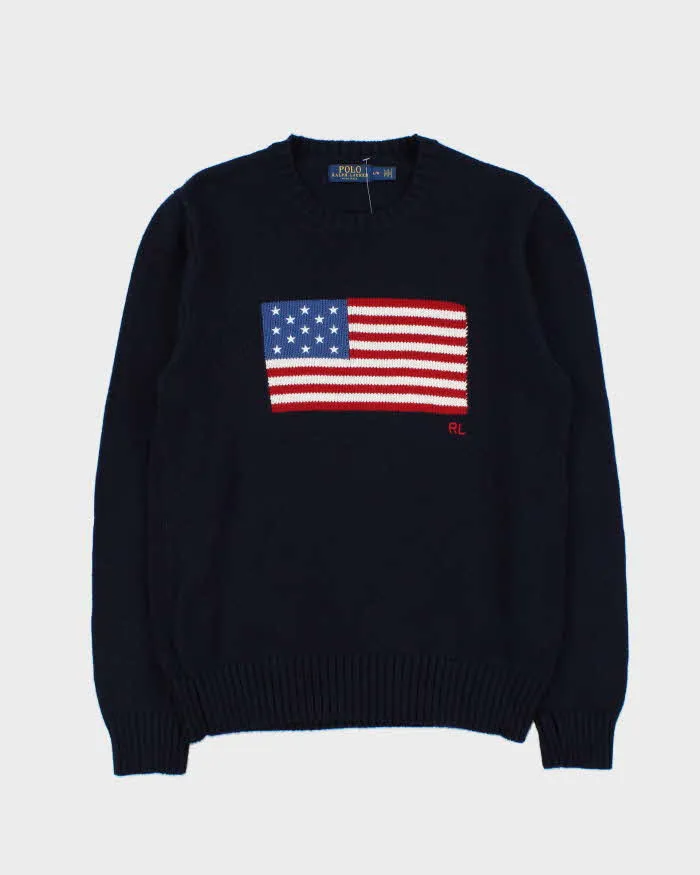 Polo Ralph Lauren Made In USA Classic Flag Crewneck Knit Jumper - L sold by Rokit