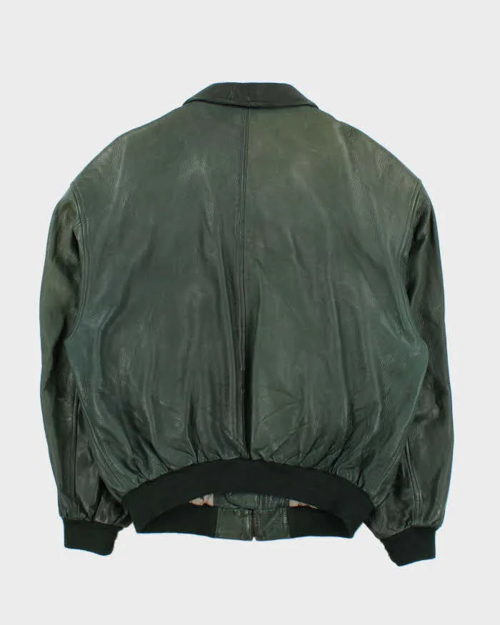 Vintage 1990s Earth Tone Green Calfskin Leather Bomber Jacket - XL sold by Rokit product image thumbnail 2