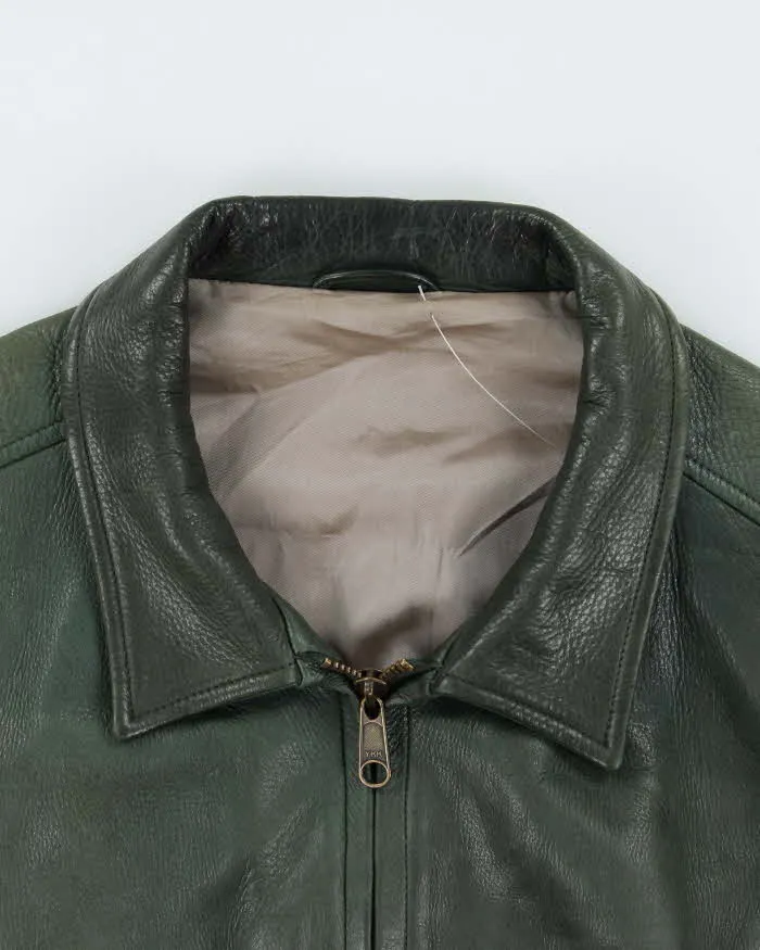 Vintage 1990s Earth Tone Green Calfskin Leather Bomber Jacket - XL sold by Rokit product image thumbnail 3