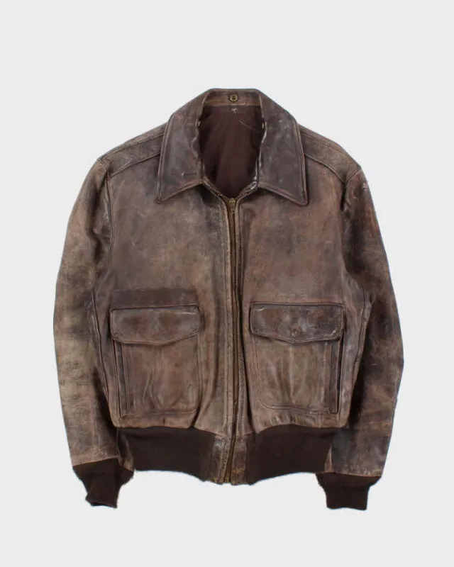 Vintage 1940s WWII U.S Airforce Horsehide Leather G-1 Flight Jacket - L sold by Rokit