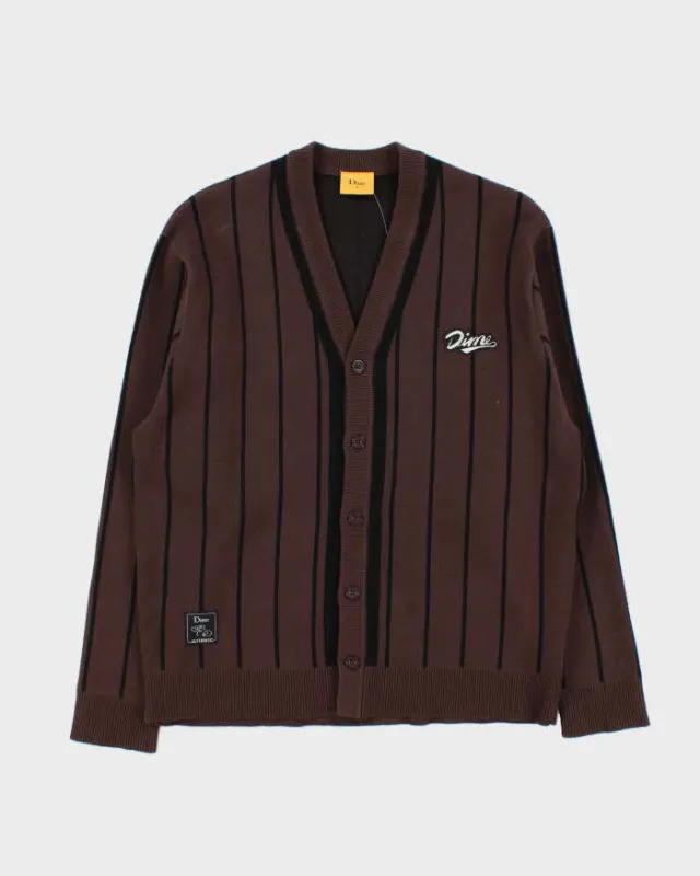 Dime Striped Heavyweight Cotton Knit Varsity Cardigan - S sold by Rokit