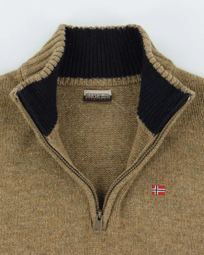 Vintage 00s Napapijri Speckled Wool Quarter-Zip Knit Jumper - L sold by Rokit product image thumbnail 3