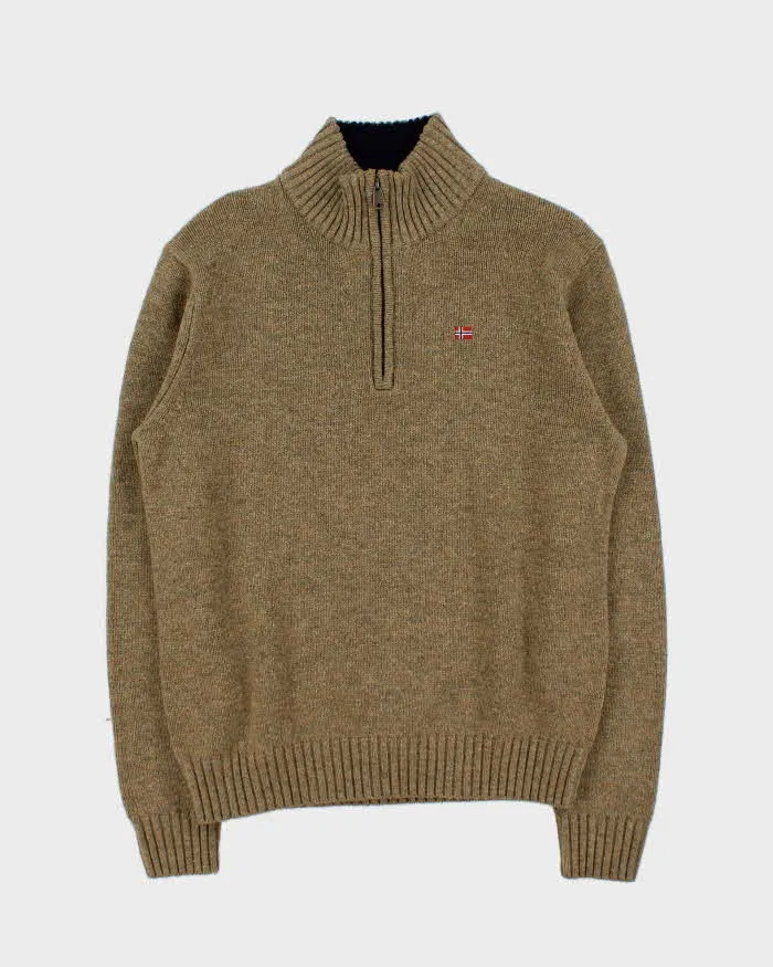Vintage 00s Napapijri Speckled Wool Quarter-Zip Knit Jumper - L sold by Rokit