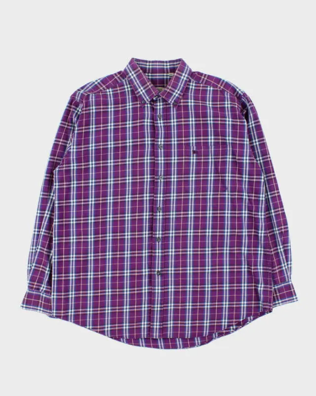 Vintage Y2K 00s Burberry Purple Nova Check Long Sleeve Shirt - XXL sold by Rokit