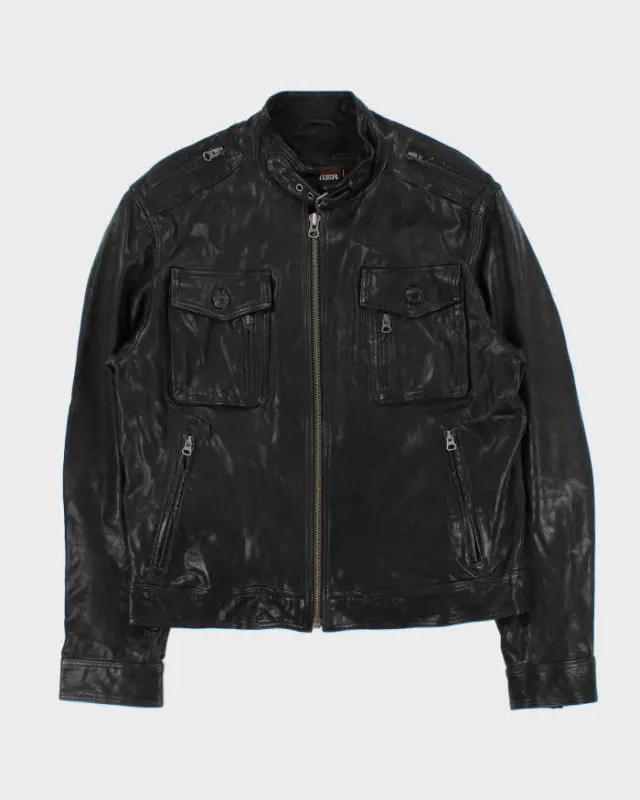 Vintage Y2K 00s Danier Leather Cafe Racer Biker Jacket - L sold by Rokit