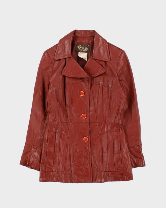 Vintage 1970s Sears Place De La Mode Women's Mahogany Leather Jacket - S sold by Rokit