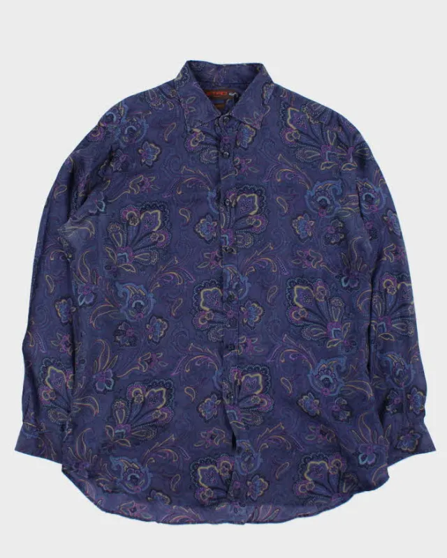 Vintage Y2K 00s Etro Paisley Pure Silk Silm Fit Long Sleeve Shirt - XL made by Rokit