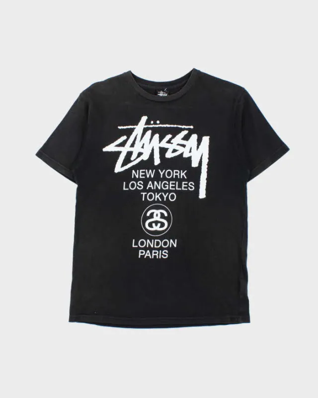 Vintage Stussy Big Cities Logo Faded Crewneck T-Shirt - S made by Stussy