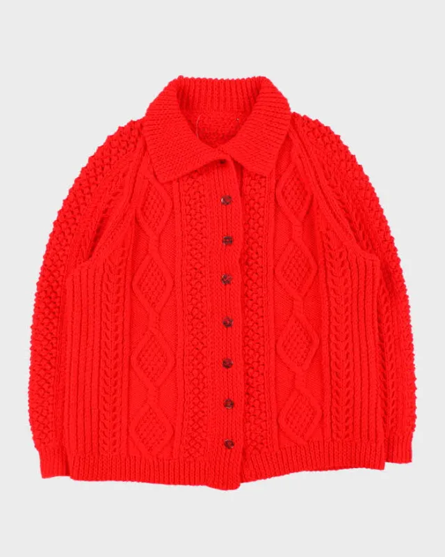 Vintage Chunky Aran Knit Tartan Button Cardigan - XXL sold by Rokit