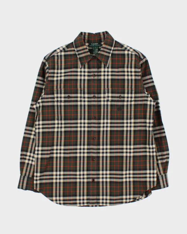 Vintage 1990s Lauren Ralph Lauren Brushed Cotton Plaid Long Sleeve Flannel Shirt - L sold by Rokit