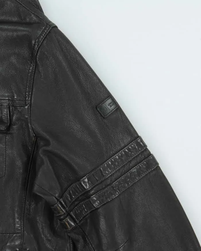 Vintage Y2K Armani Jeans Sheep Leather Moto Cafe Racer Biker Jacket - XL sold by Rokit product image thumbnail 5