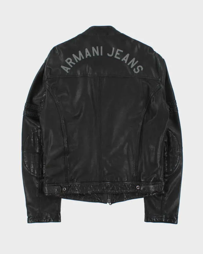 Vintage Y2K Armani Jeans Sheep Leather Moto Cafe Racer Biker Jacket - XL sold by Rokit product image thumbnail 2
