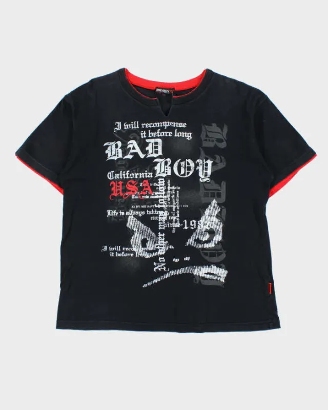 Vintage Y2K 00s BadBoy Gothic Double Layer T-Shirt - L made by Rokit