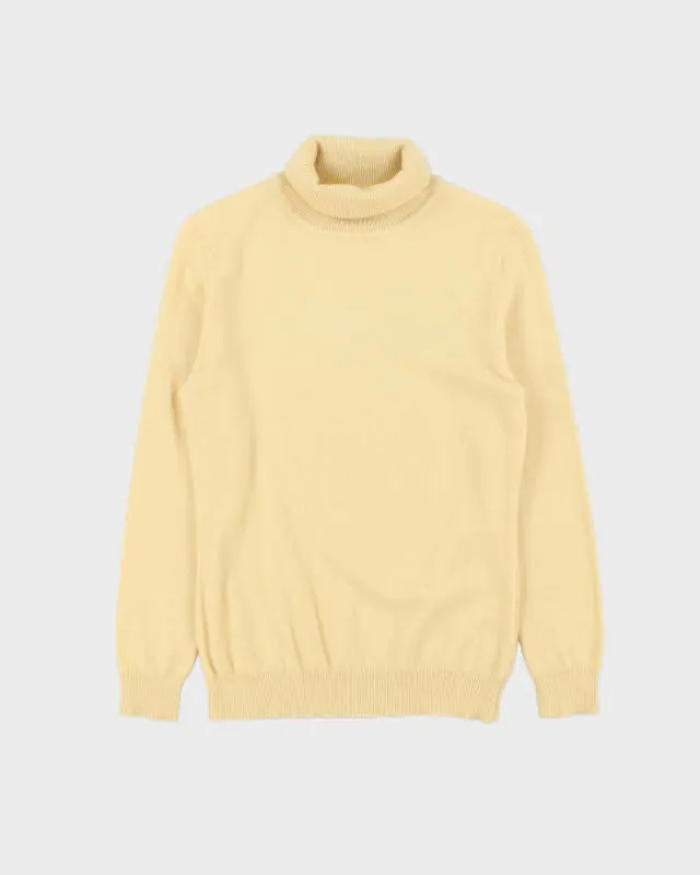 Vintage KNC Femme Butter Yellow Cashmere Roll Neck Jumper - M sold by Rokit