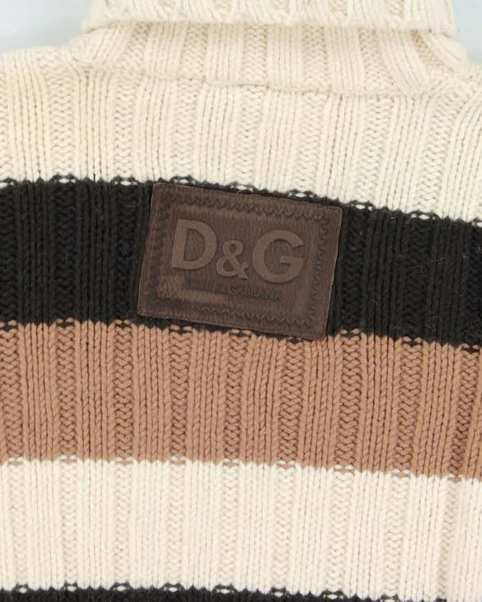 Vintage 1990s D&G Chunky Striped Wool Knit Roll-Neck Jumper - S sold by Rokit product image thumbnail 4