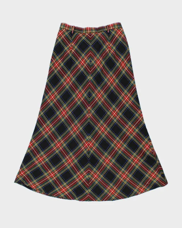 Vintage Valencia Wool Checked Maxi Skirt - XS made by Rokit