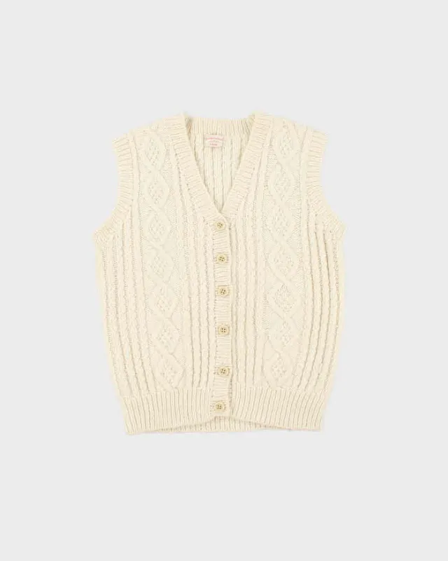 Vintage 1970s Women's Chunky Cable Hand Knit Sweater Vest - M made by Rokit